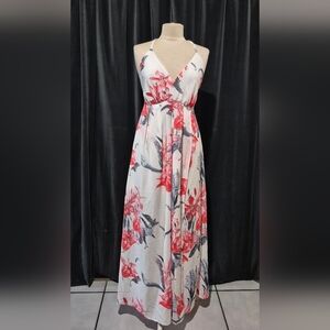 Simple Red and Black Floral Maxi Dress